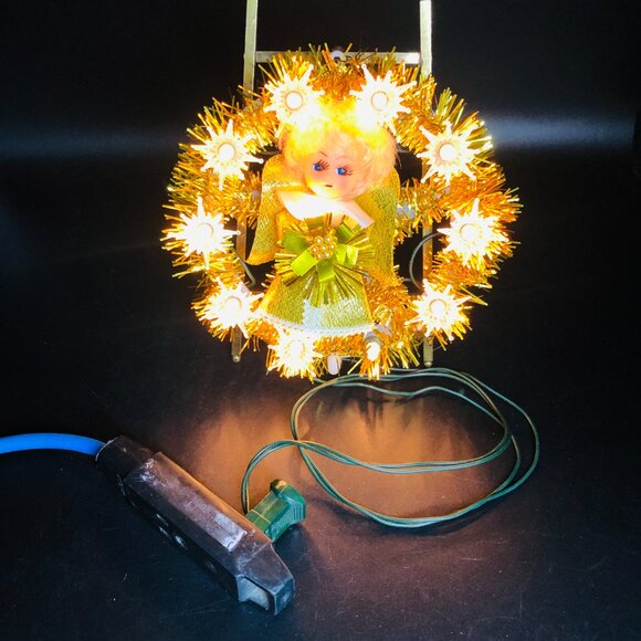 Christmas Kitsch Halo Angel Window Hanging Illuminated Ornament Vintage Plug In - Picture 8 of 10